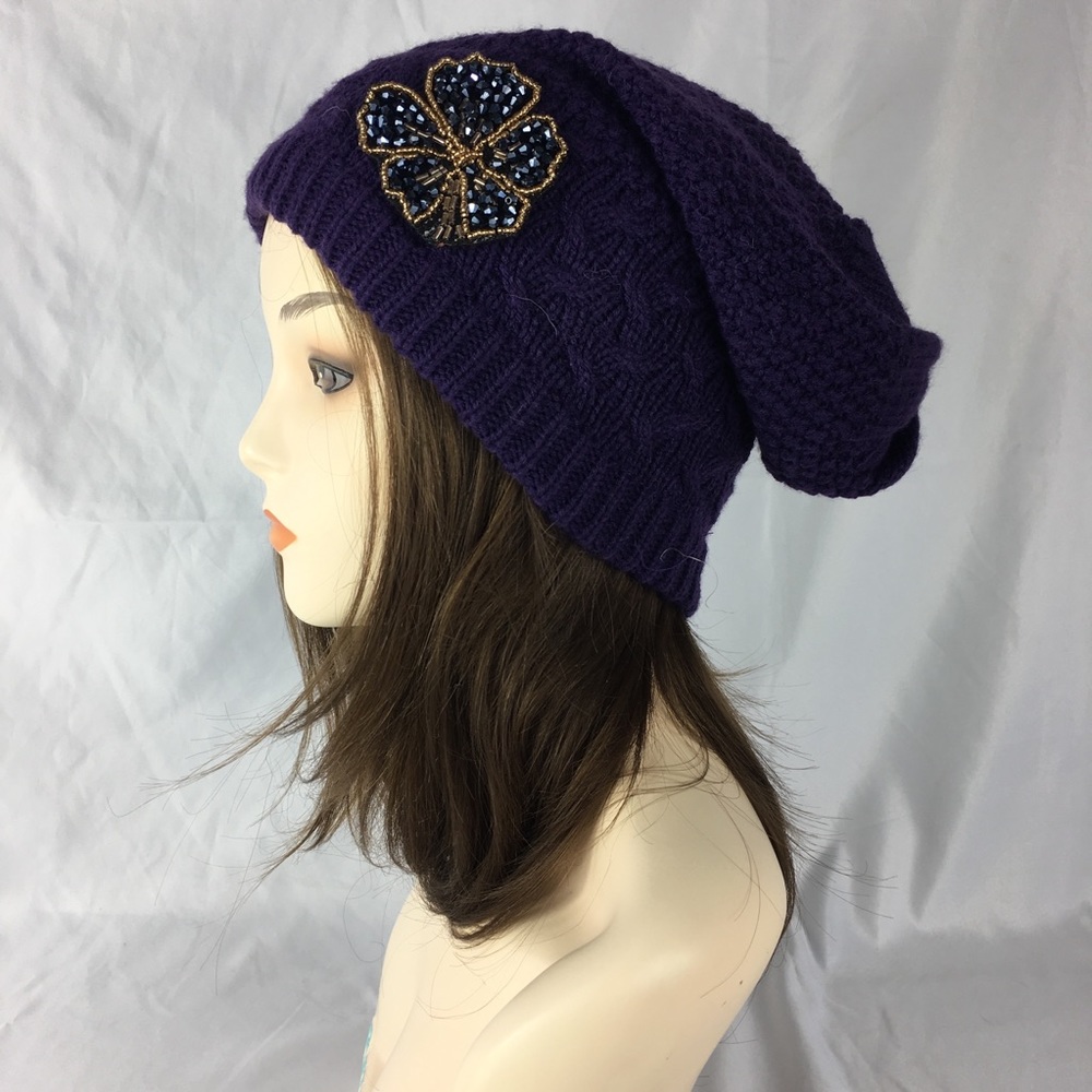 Kawaii Japanese Cable Knit Purple Beanie Hat